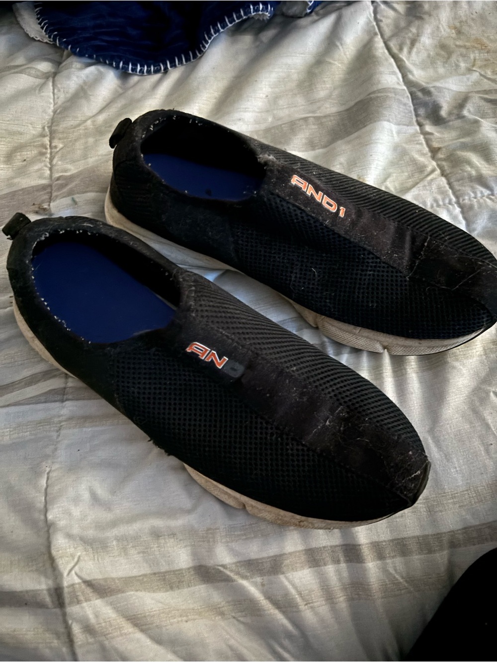 And1 Men's Slip-On Sneakers in Black with Orange Logo
